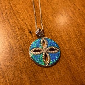 Sand dollar enamel necklace